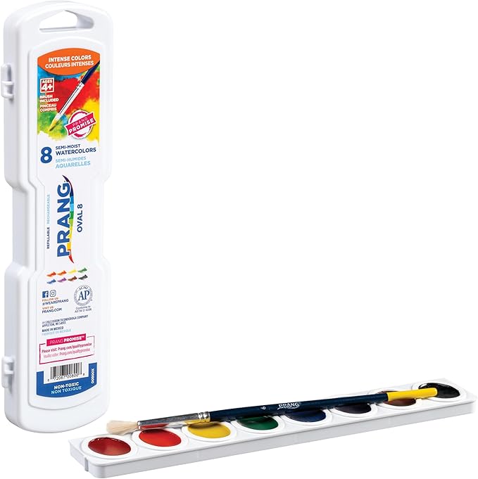 Prang Oval Pan Watercolor Paint Set, 8 Assorted Colors, 1 Count