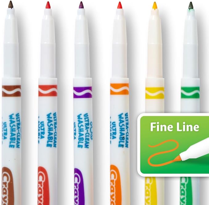 Crayola Ultra Clean Fine Line Washable Markers (40ct), Colored Markers for Kids, Fine Tip, Arts Supplies, Gifts for Kids, 3+