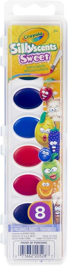 Crayola Silly Scents Watercolors, Sweet Scented Paint for Kids, Gift, 8ct