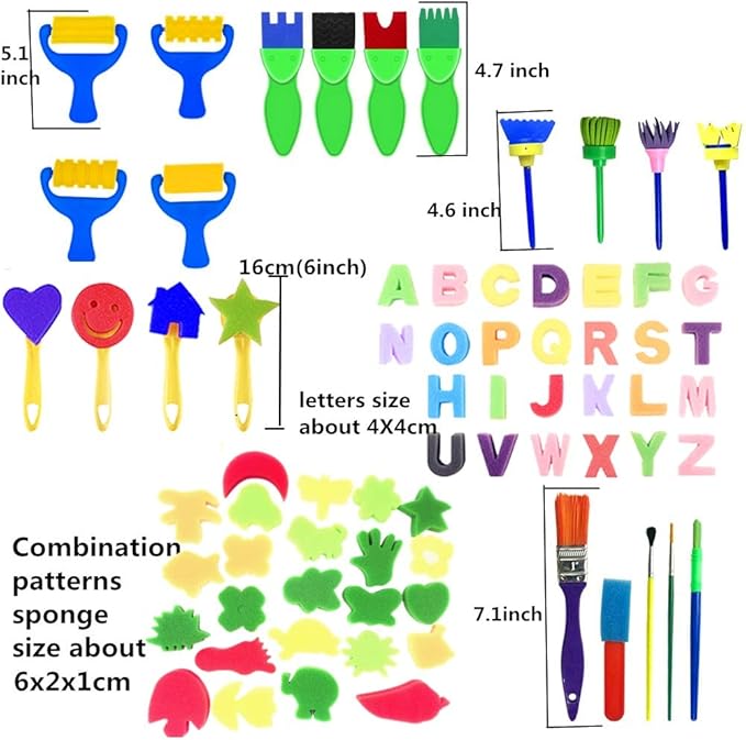 Paint Brushes for Kids with No Spill Paint Cups with Colored Lids and Art Smock 100PCS Brush Set,Kids Paint Brushes Toddler Paint Brushes Watercolor for Preschool Washable Paint Acrylic Paint