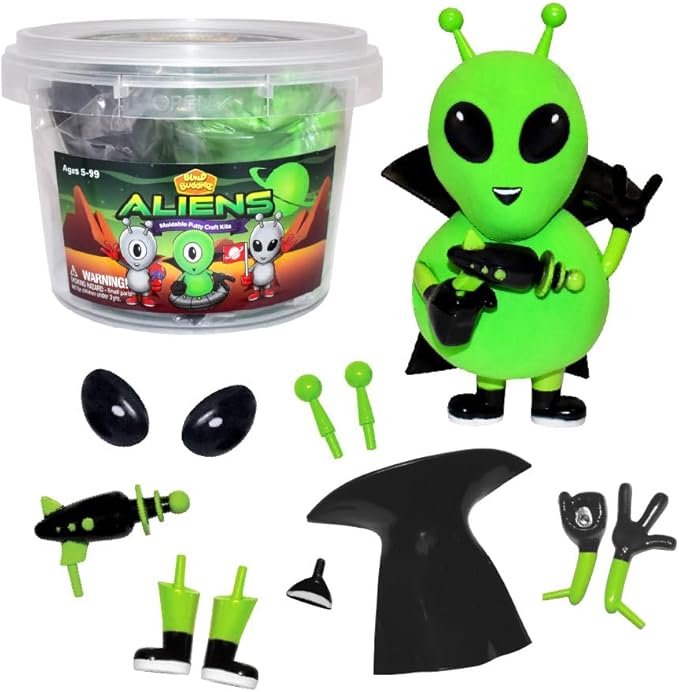 Aliens Craft Kit 12pc Party Pack – Build, Play, and Display 12 Air-Dry Clay Aliens, Great for Birthday Parties, Trick or Treating, Stocking Stuffers, for Kids, Boys and Girls Ages 5+