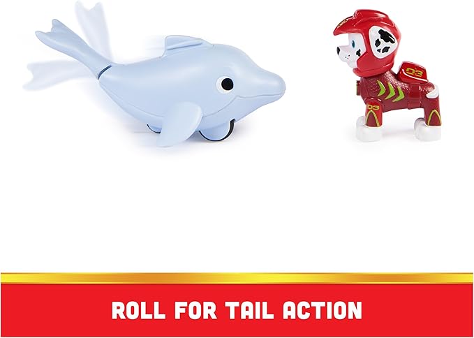 Paw Patrol, Aqua Pups Marshall and Dolphin Action Figures Set, Kids Toys for Ages 3 and up