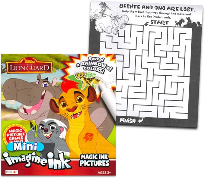 Disney Pixar Magic Ink Coloring Book Super Set - 3 Imagine Ink Books Featuring Toy Story, Lion Guard, Disney Cars with Invisible Ink Pens and Stickers
