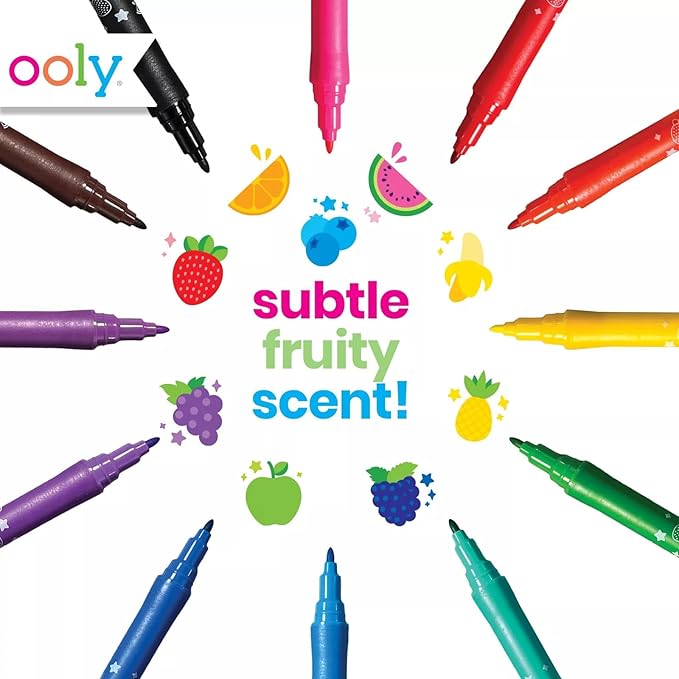 Ooly Yummy Yummy Scented Washable Markers Set of 12 - Scented Markers in 12 Classic Colors