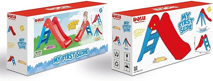 Dolu: My First Slide: Red & Blue - Indoor & Outdoor Toy, Foldable Slope, 2 Step Ladder, Durable Plastic, Playground Equipment, Toddlers & Kids Ages 2+
