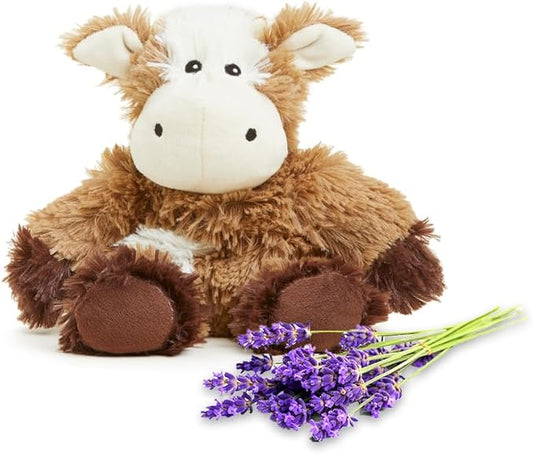 warmies Junior Microwavable & Weighted Stuffed Animals, Cow - Heated Stuffed Animal Plushie for Warmth & Comfort - Cute Soft Plush Toys for Adults & Children (Boys, Girls, Babies & Toddlers)