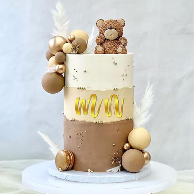 DRWATE Cake Topper Acrylic Number & Letter Picks with Mirrored Gold Finish, 62 Pcs Set for Wedding, Birthday, Party Decorations