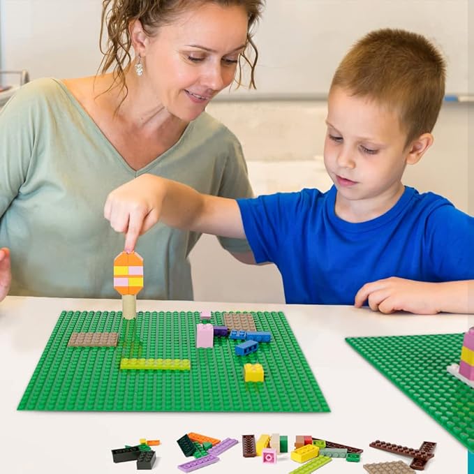 Lekebaby Classic Baseplates Building Base Plates for Building Bricks 100% Compatible with Major Brands-Baseplates 10" x 10",Age 3 and up, Pack of 6