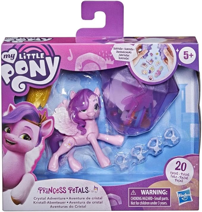 My Little Pony: A New Generation Movie Crystal Adventure Princess Pipp Petals - 3-Inch Pink Pony Toy, Surprise Accessories, Friendship Bracelet