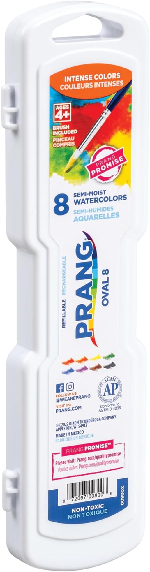 Prang Oval Pan Watercolor Paint Set, 8 Assorted Colors, 1 Count
