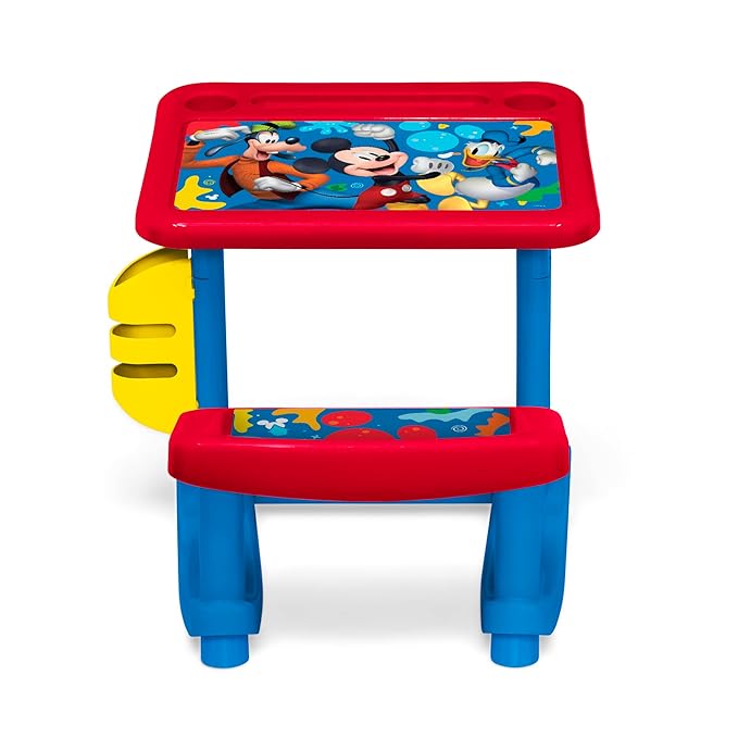 Disney Mickey Mouse Draw and Play Desk by Delta Children – Includes 10 Markers and Coloring Book, Blue