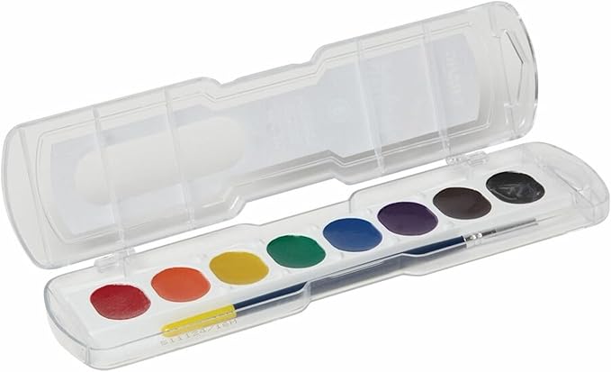 Prang® Washable Watercolors 8-Color Set With Brush, Assorted Colors