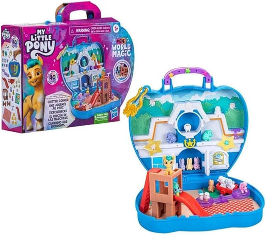 My Little Pony Mini World Magic Compact Creation Critter Corner Toy, Buildable Playset with Hitch Trailblazer Pony for Kids Ages 5 and Up