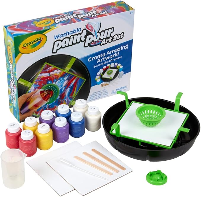Crayola Washable Paint Pour Set, 20pc Paint Set, Gift for Kids, 8, 9, 10, 11