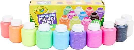 Crayola Washable Kids Paint, 10 Neon Paint Colors, 2 Oz Bottles, Gift