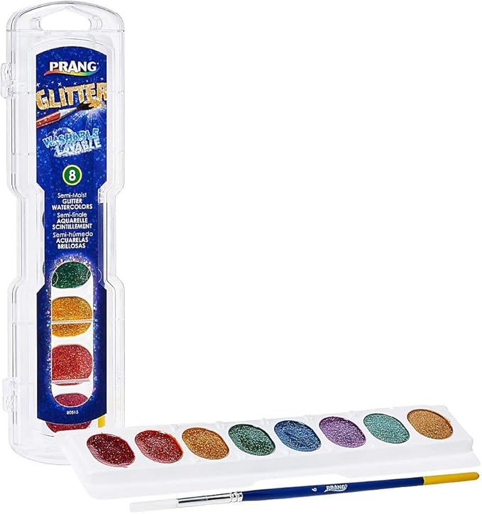 PRANG Washable Watercolor Paint Set, Assorted Glitter Colors, eight Colors (X80515)