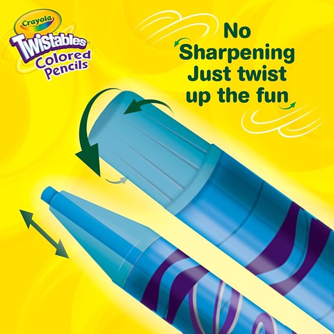 Crayola Twistables Colored Pencil Set (50ct), No Sharpen Colored Pencils For Kids, Coloring Book Pencils, Gifts for Kids, Ages 4+