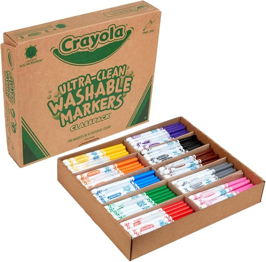 Crayola Ultra Clean Washable Markers Classpack (200 Count), Bulk Markers for Classrooms, School Supplies for Kids, 10 Colors