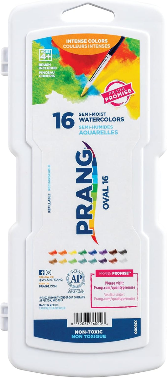 Prang Oval Pan Watercolor Paint Set, 16 Assorted Colors, 1 Count