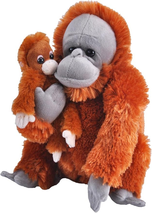 Wild Republic Mom & Baby Orangutan Plush, Stuffed Animal, Plush Toy, Gifts for Kids, Zoo Animals, 12"
