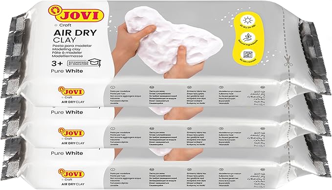 Jovi - Air Dry Modeling Clay, Set of 3 Units, 1.1lb Each, Total of 3.3lb, No Oven Needed, White Color, Pottery Clay for Arts and Crafts Projects (P85/3)