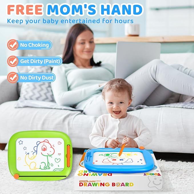 Officygnet 2 Pack Magnetic Drawing Board, Toddler Toys Ages 1-2 & 2-3 Boys Girls, Doodle Board Pad Learning and Educational Toys for 1 2 3 Year Old, Christmas Birthday Gifts for Baby Kids