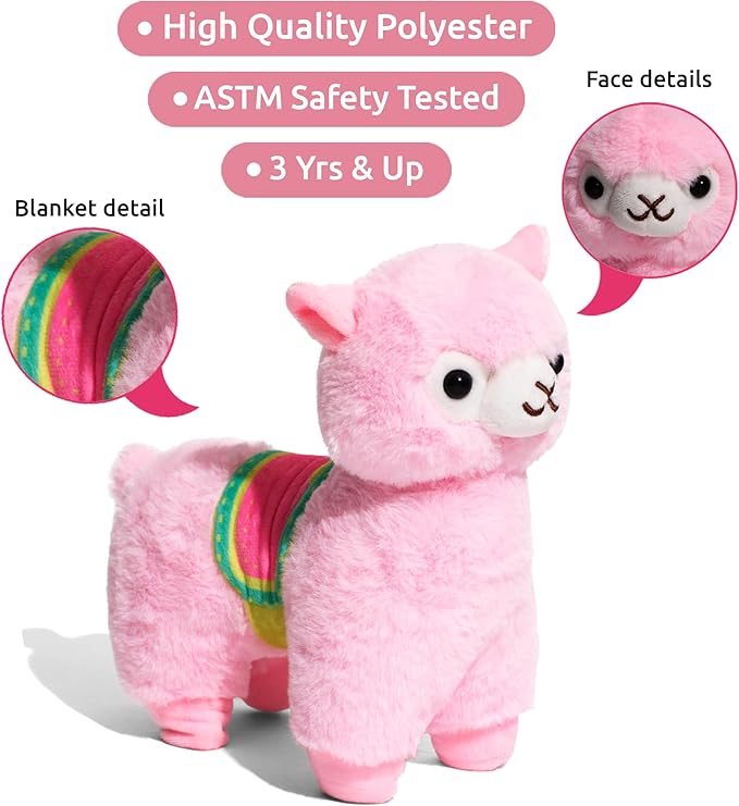 Little Jupiter Pet Plush Set with Purse w/Reversible Sequins & Charm - Stuffed Animal Toy for Kids Ages 4-7 - Stuffed Animal Purse - Stuffed Animals for Girls - (Pink Llama)