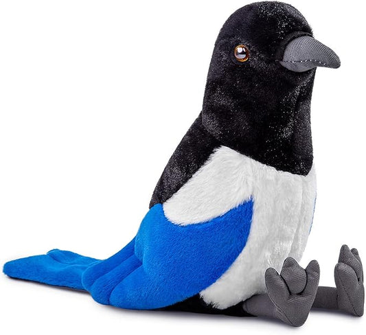 ZHONGXIN MADE Magpie Plush Toy - Realistic 12inch Black Magpie Bird Stuffed Animal, Cute Little Bird Raven Plush as Gift for Your Friends