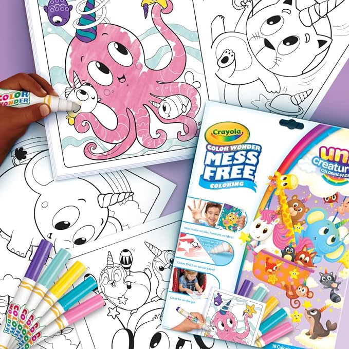 Crayola Color Wonder Unicreatures, Unicorn Mess Free Coloring Pages & Markers, Gift for Kids, Ages 3, 4, 5, 6,