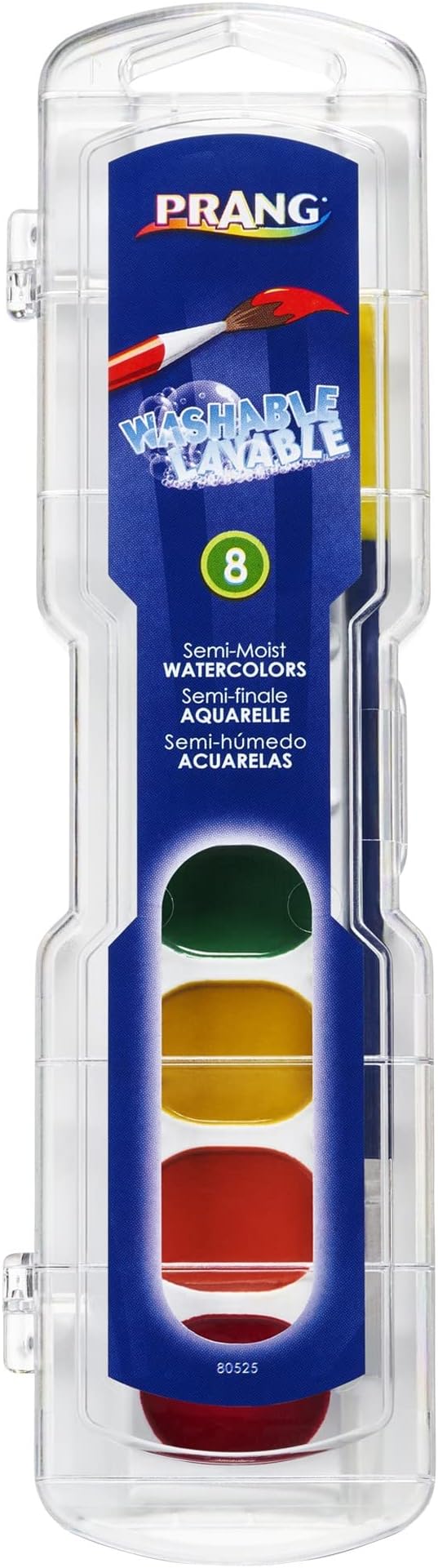 Prang® Washable Watercolors 8-Color Set With Brush, Assorted Colors