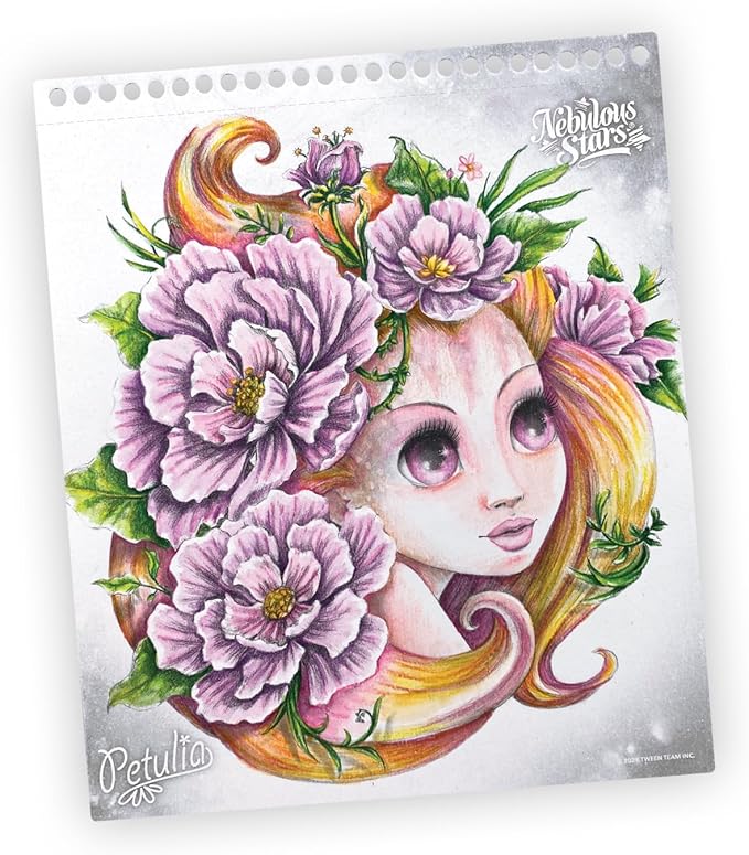 Nebulous Stars Watercoloring Book Set Featuring Estrelia – 20 Unique Illustrations, 15 Watercolor Pencils, Refillable Brush, and Artistic Tools for Kids Ages 7+