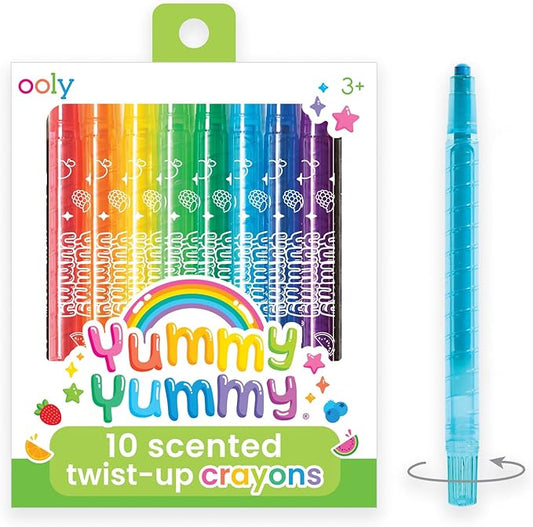 Ooly Yummy Yummy Twist Up Scented Crayons with Fruit Scents, Twist the Barrel for More Crayon, Non-Toxic Wax Crayons for Art Supplies - Twist-Up & Scented