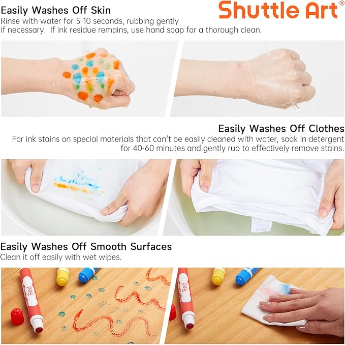 Shuttle Art Dot Markers, 15 Colors Washable Markers for Toddlers,Bingo Daubers Supplies Kids Preschool Children, Non Toxic Water-Based