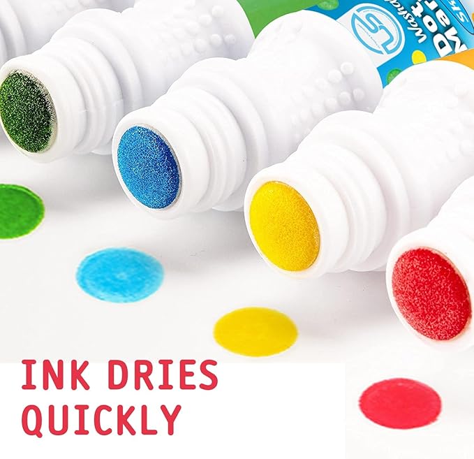 Dot Markers for Toddlers and Kids,6 Color Bingo Daubers, Dot Art Washable Paint for Kids, Bingo Markers, Toddler Arts and Crafts, Kindergarten Classroom Must Haves