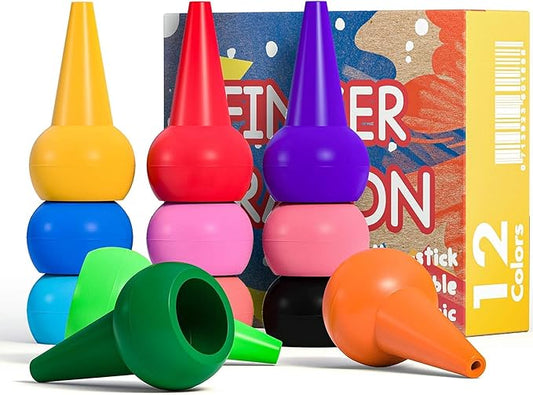 MiMoo 12 Colors Paint Crayons Painting Pencil Sticks Washable for Toddlers, Kids, Children, Boys and Girls, Safety and Non-Toxic Stackable Crayons