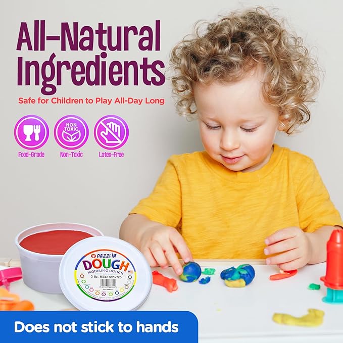 Hygloss Products Kids Scented Dazzlin’ Modeling Dough, 3lb, Red - Cherry Scent, 1 Piece