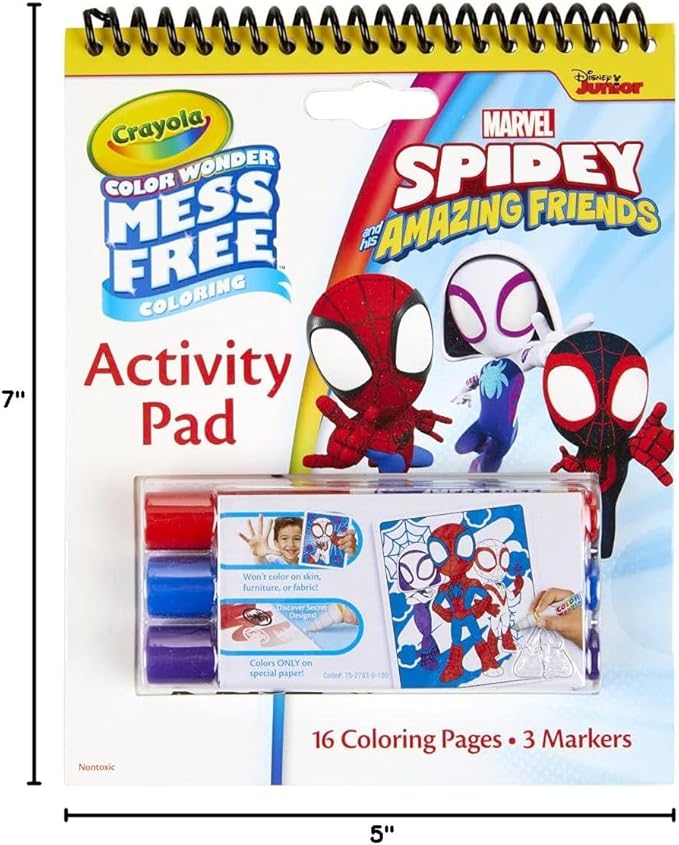Crayola Color Wonder Activity Pad, Spiderman Coloring Pages & Mess Free Mini Markers, Gift