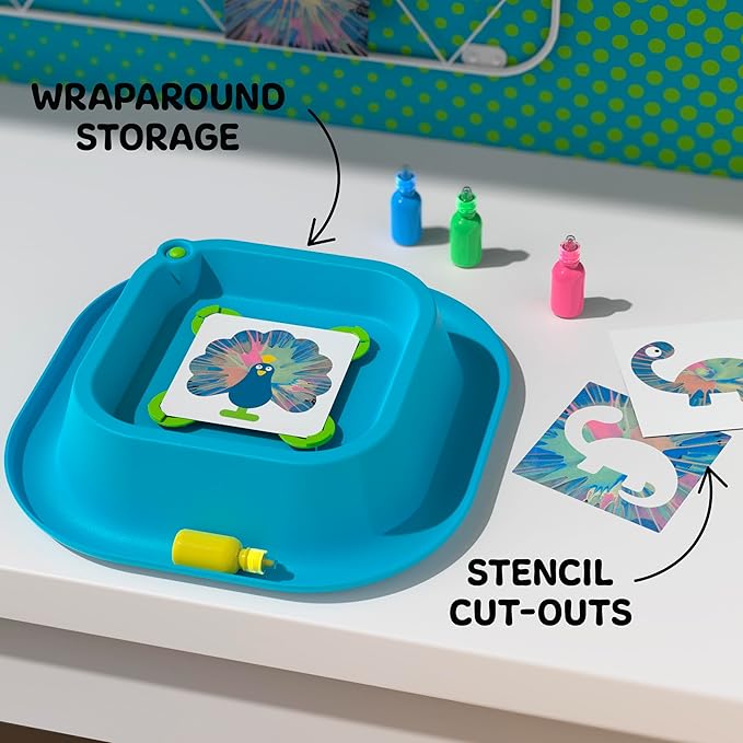 Discovery™ 3D Neon Spin Motorized Art Station – Includes Spin Art Machine, 3D Glasses, Neon Paints, Templates, Paper| Arts and Crafts for Kids| Art Supplies Painting Set Activity Kit for Boys & Girls