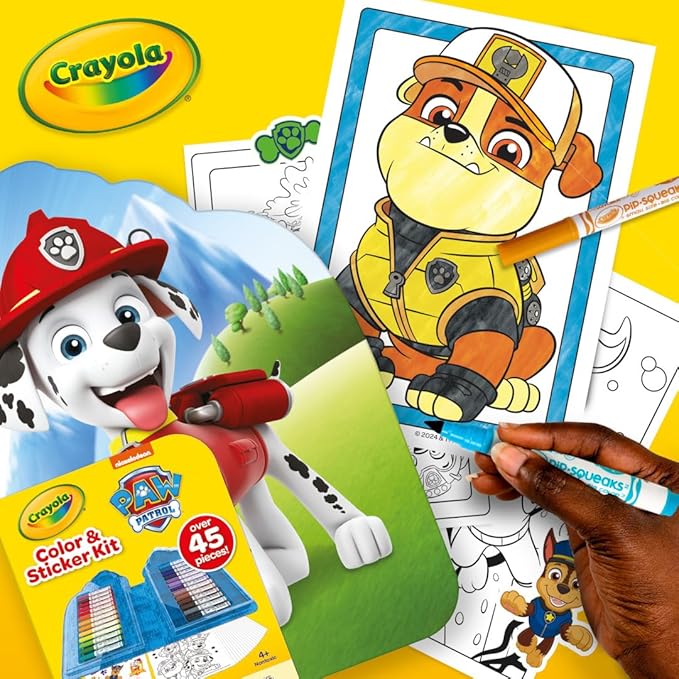 Crayola PAW Patrol Art Kit for Kids (45pcs), PAW Patrol Coloring Book Pages, PAW Patrol Stickers for Kids, PAW Patrol Toy, Kids Gift