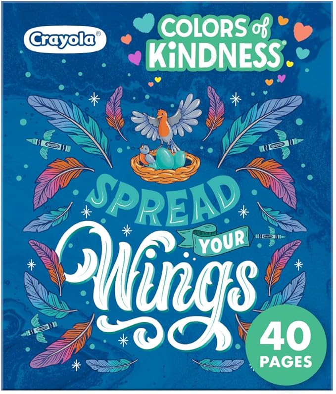 Crayola Colors of Kindness Adult Coloring Book (40pgs), Adult Coloring Pages, Stress Relief Activity, Gift for Teens & Adults, 9+
