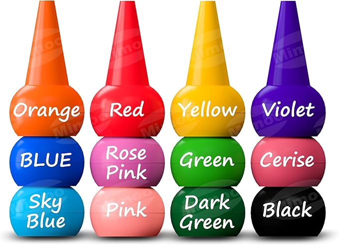 MiMoo 12 Colors Paint Crayons Painting Pencil Sticks Washable for Toddlers, Kids, Children, Boys and Girls, Safety and Non-Toxic Stackable Crayons