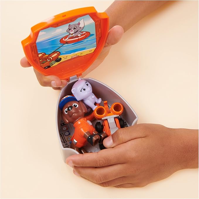 Paw Patrol, Big Truck Pups Zuma Action Figure with Clip-on Rescue Drone, Command Center Pod and Animal Friend Kids Toys Ages 3 and up