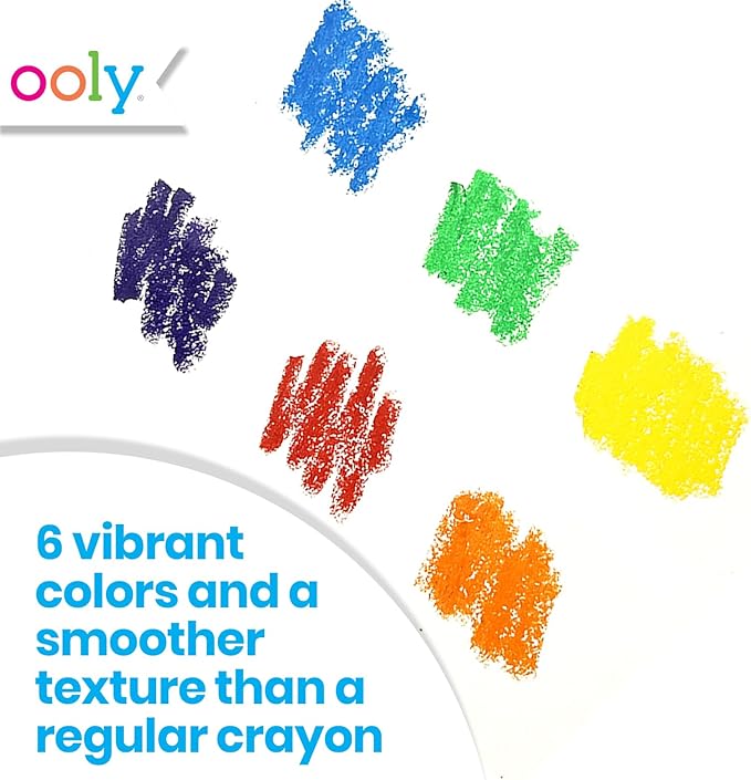 Ooly Smooth Stix Gel Crayons for Kids and Adults with Paint Brush - Set of 6 Watercolor Rainbow Crayons for Glass and Paper with Clear Plastic Crayon Case - Easy To Clean Twist-Up Gel Crayon Set