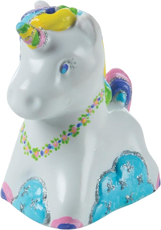 Melissa & Doug Created by Me! Decorate-Your-Own Unicorn Bank Craft Kit with 6 Pots of Paint, Glitter Glue, Paintbrush