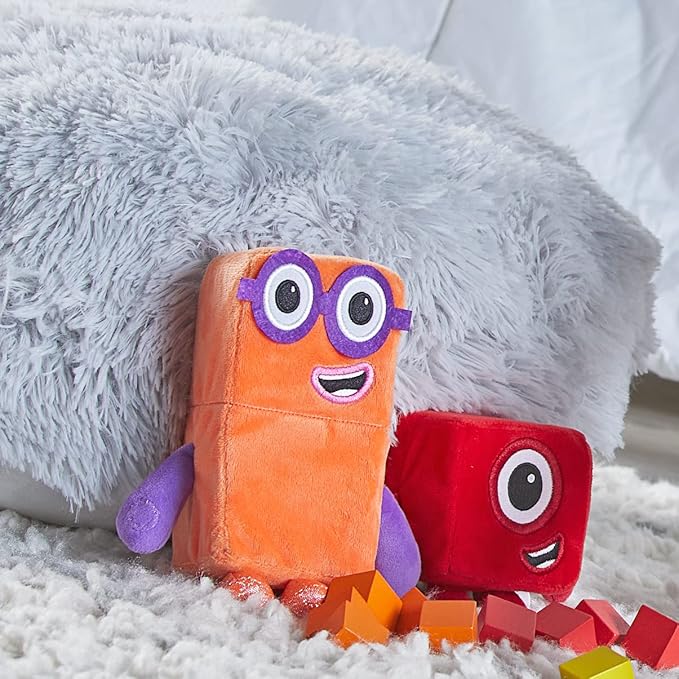 hand2mind Numberblocks One & Two Playful Pals Plush, Numbers for Toddlers, Preschool Math Learning Toys, Stuffed Animal Plushies, Counting Blocks Stuffies, Kids Birthday Gifts, Easter Basket Stuffers