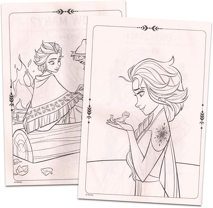 Disney Frozen Coloring Book for Girls 2 Pack - Bundle with Frozen Glitter Coloring Pages, Activities, Games Plus Crayons, More | Frozen Activity Book Set for Toddlers