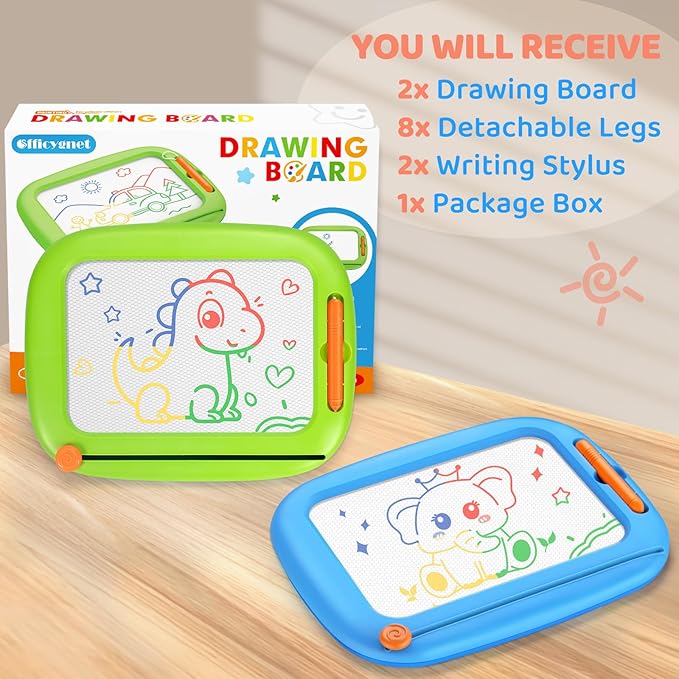 Officygnet 2 Pack Magnetic Drawing Board, Toddler Toys Ages 1-2 & 2-3 Boys Girls, Doodle Board Pad Learning and Educational Toys for 1 2 3 Year Old, Christmas Birthday Gifts for Baby Kids