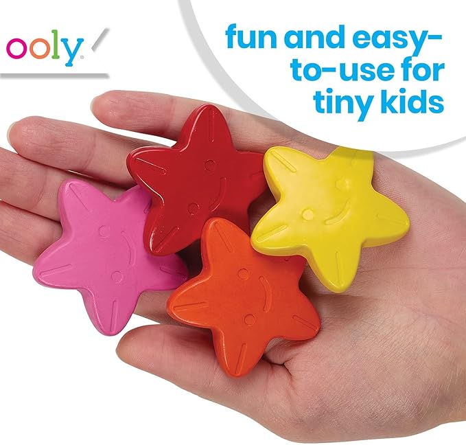 Ooly Stars of the Sea Star Shaped Chunky Crayons for Toddlers and Little Hands Set of 6, Non-Toxic Star Shaped Easy to Hold Crayons for Young Kids, No Rolling Crayon