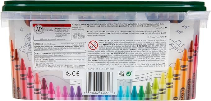 Crayola Crayon Tub (240ct), Bulk Crayon Set, Kids Coloring & Art Supplies, Crayons for Kids, Gifts for Boys & Girls, Ages 3 + [Amazon Exclusive]
