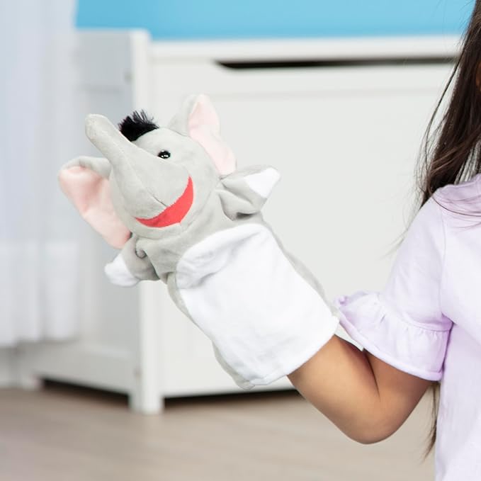 Melissa & Doug Safari Buddies Hand Puppets, Set of 6 (Elephant, Tiger, Parrot, Giraffe, Monkey, Zebra) Soft, Plush Animal Hand Puppets For Toddlers And Kids Ages 2+